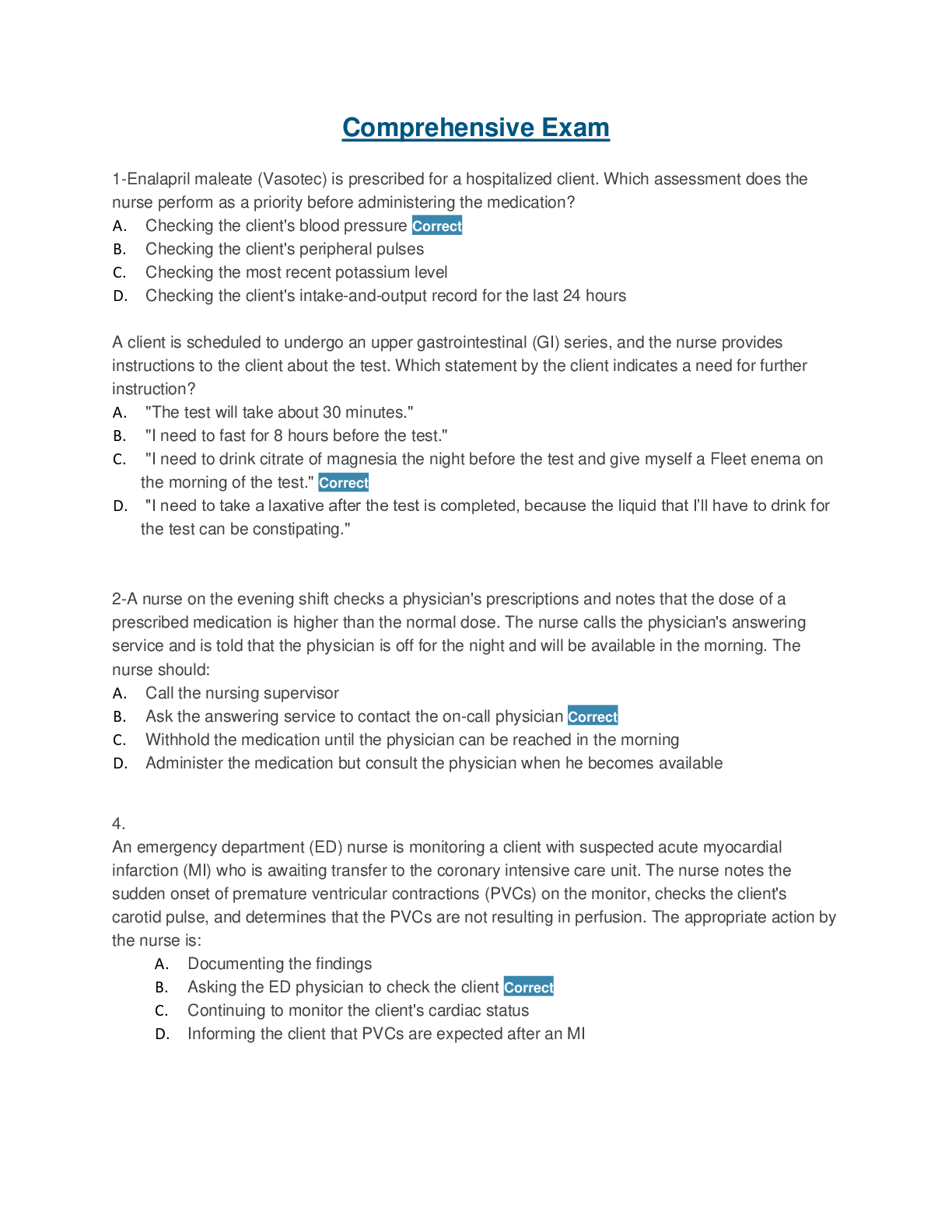 Preview image for Hesi Exit Exam Review and Study Module Comprehensive with 132 Questions and Answers Graded A